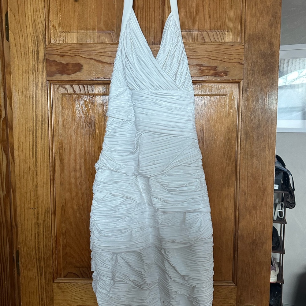 White House Black Market White Ruched Halter Midi Dress